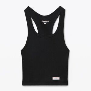 Alexander Wang cropped racerback tank in ribbed cotton jersey Black XS